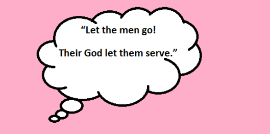 Pharaoh's servants ask him to let the children of Israel go to serve their God